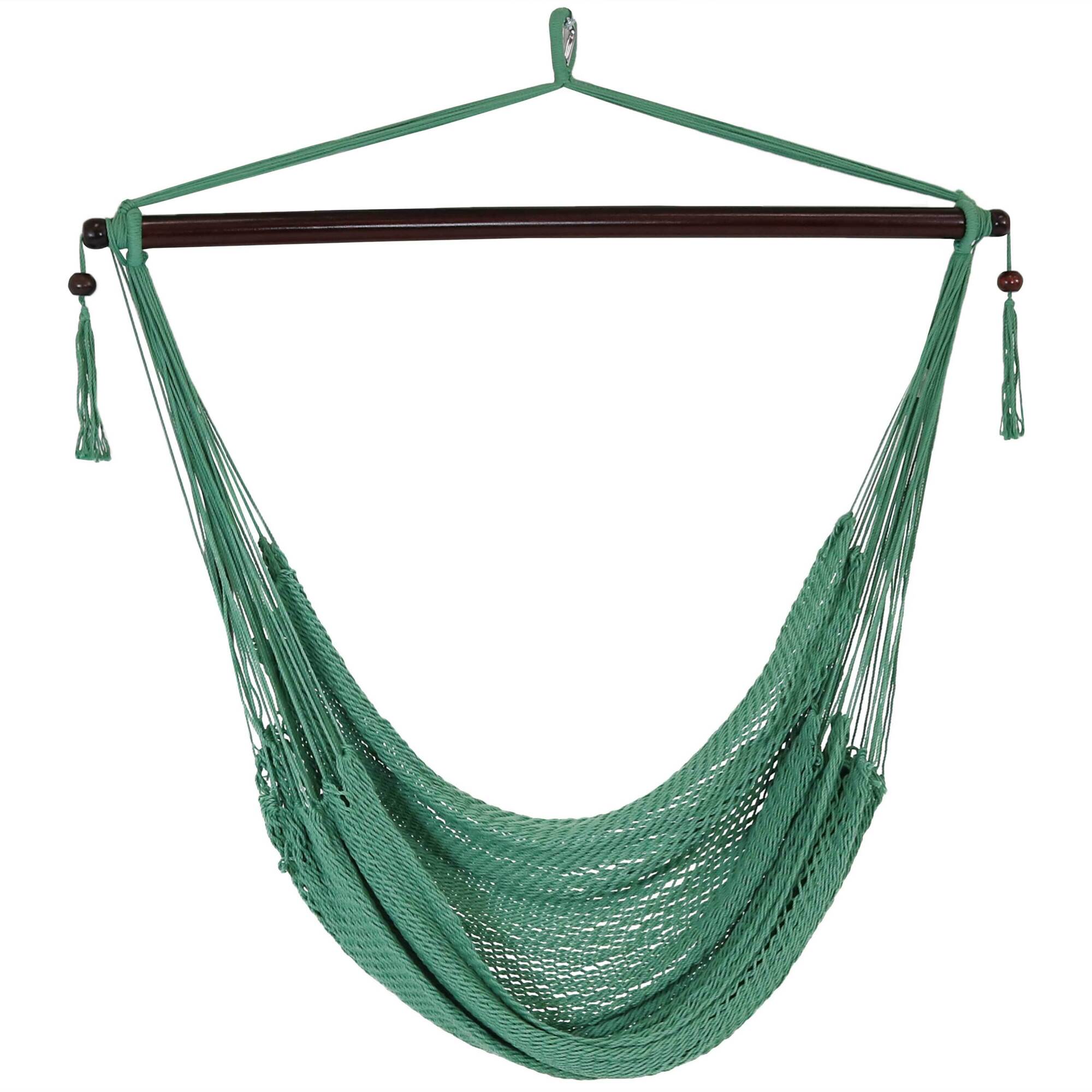 Sunnydaze Decor Hanging Caribbean XL Hammock Chair - 47in. x 36in. x 48in., 300-Lb. Capacity, Polyester, Jungle Green, Model# WIM-353
